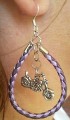 Steel Cowgirl purple leather motorcycle hoop earrings